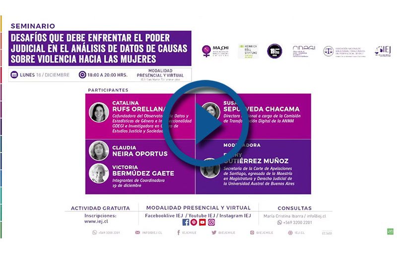SEMINARIO: “DESAFÍOS QUE DEBE ENFRENTAR EL PODER JUDICIAL EN EL ANÁLISIS DE DATOS DE CAUSAS SOBRE VIOLENCIA HACIA LAS MUJERES”